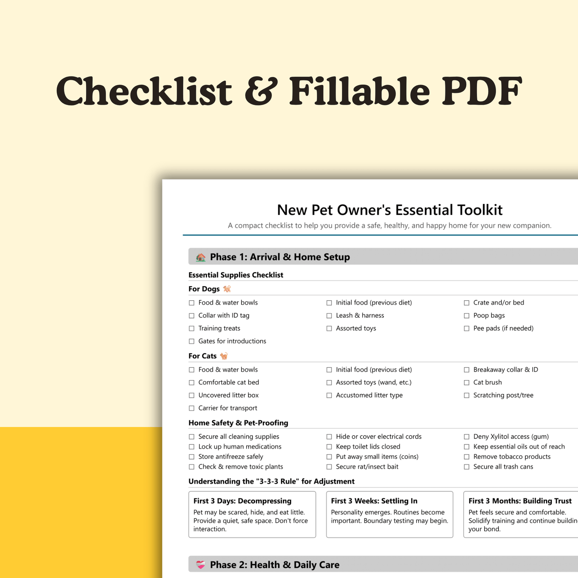 New Pet Owner's Essential Toolkit PDF Printable - cutie.dog