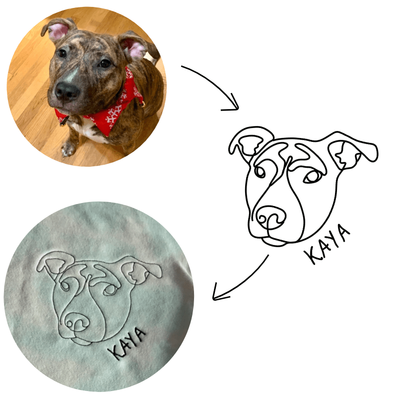 Outline Pet Portrait Embroidery Digitizing - My Store
