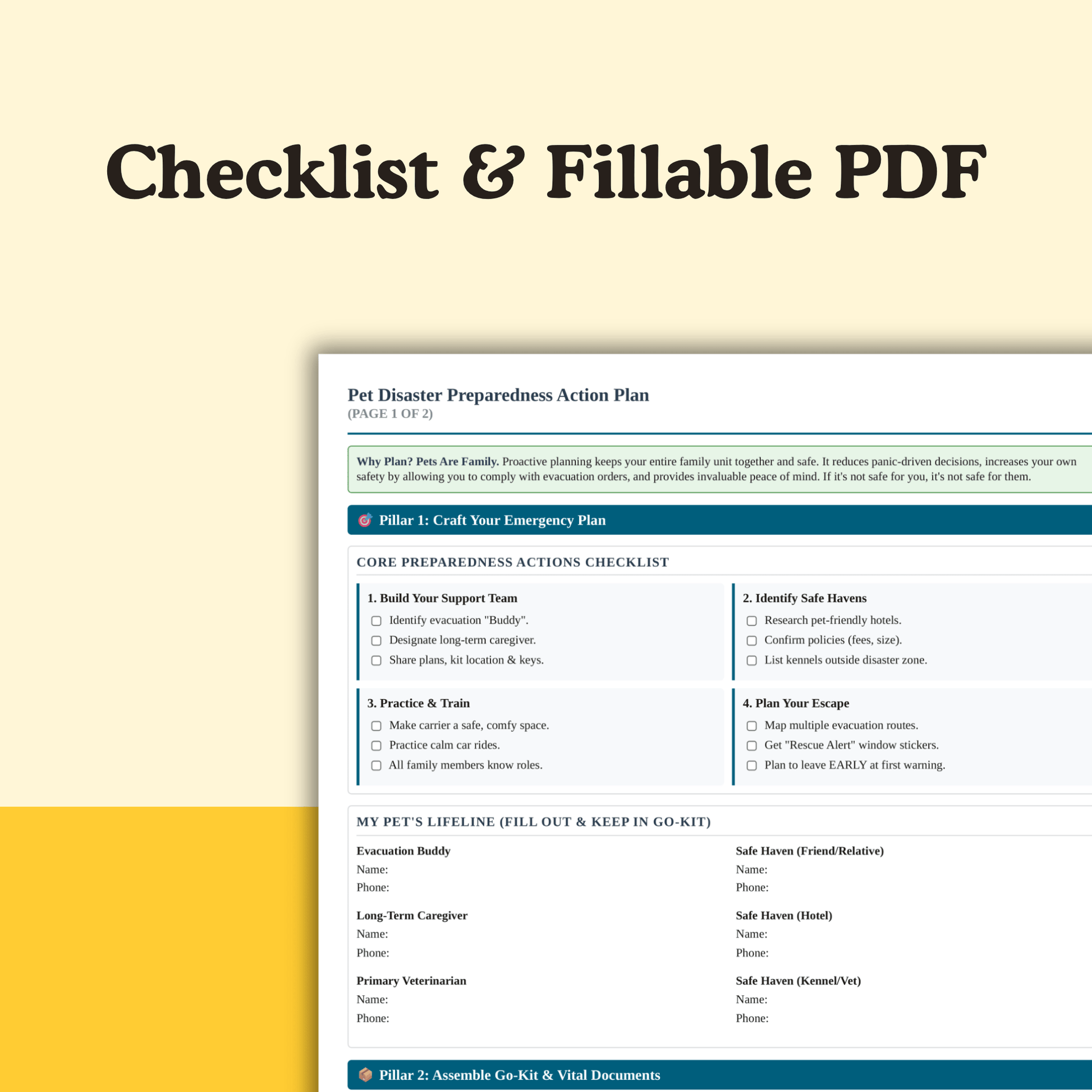 Pet Disaster Preparedness Action Plan PDF Printable - cutie.dog